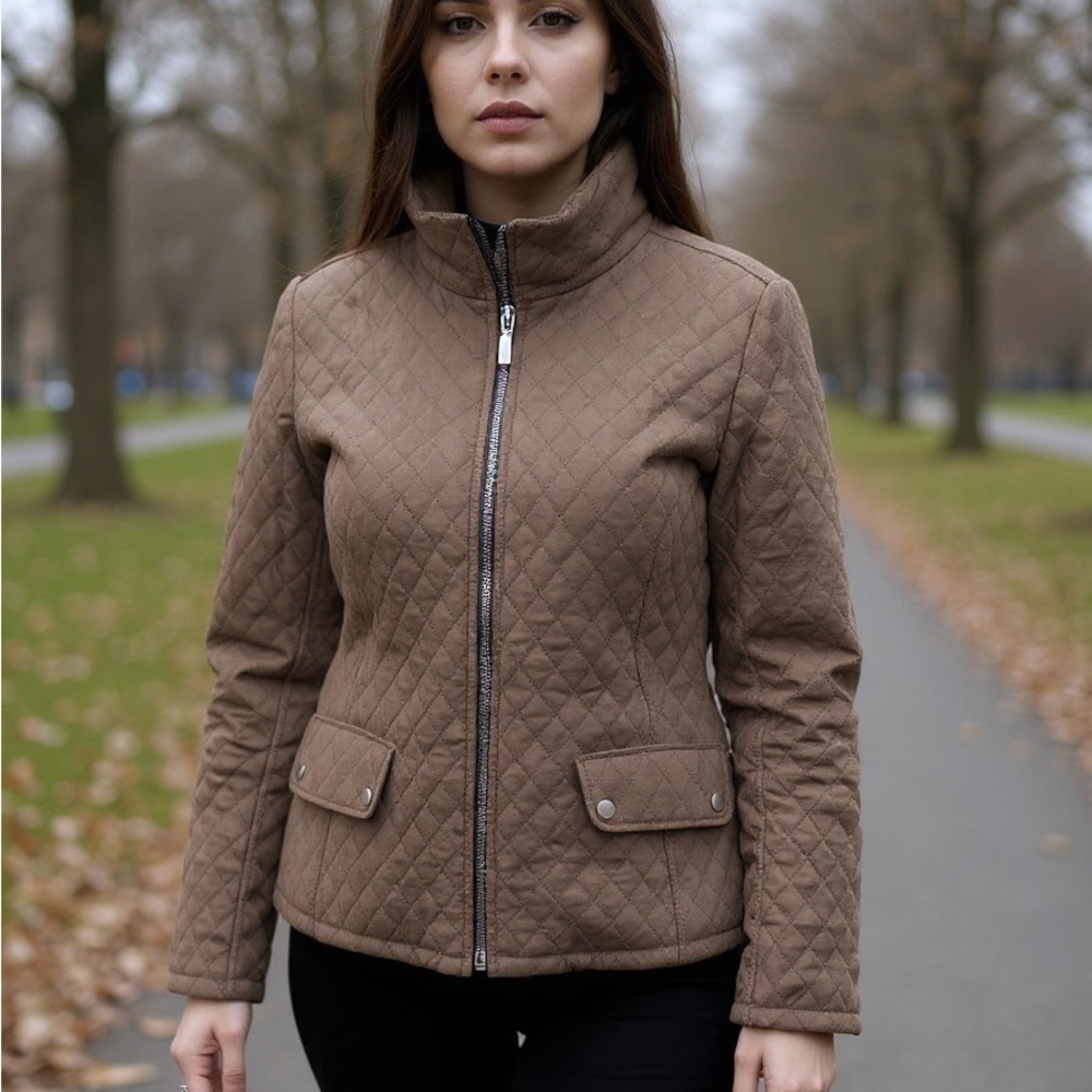Jane Ashley Quilted Tan Utility Jacket